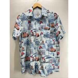 Buc-ees Blue Hawaiian Surf Shop Button Short Sleeve Shirt Men’s Small 40” Chest